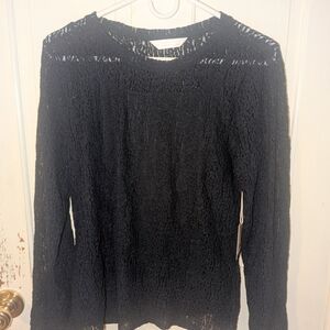 LC Lauren Conrad Black Lace Blouse